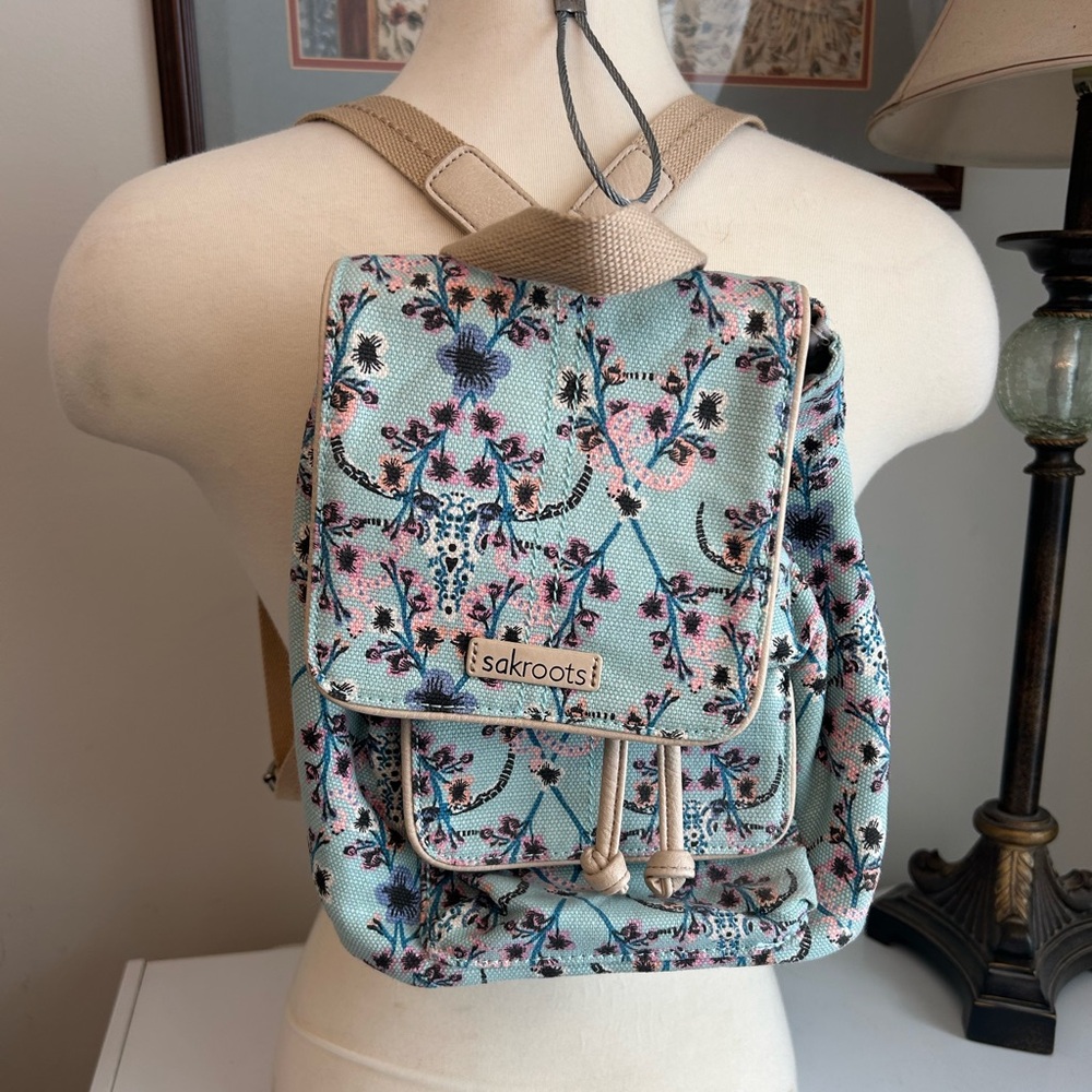 Sakroots Floral Print Light Blue Backpack